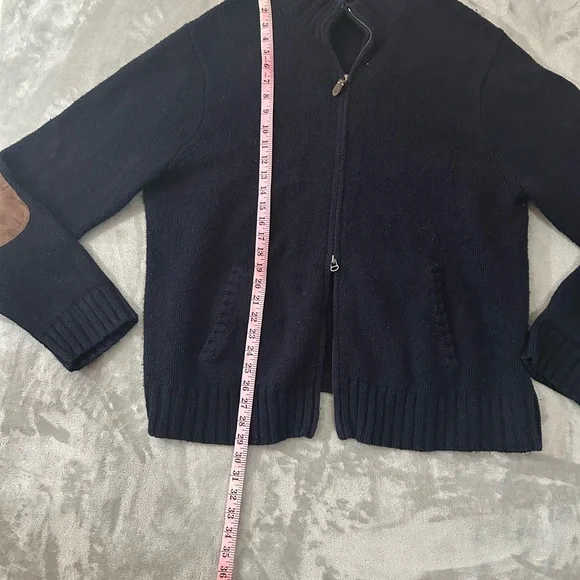 Vintage polo Ralph Lauren double zipper elbow patch cable knit  sweater - Picture 7 of 15